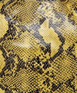 Outlet 👏 Stella McCartney Yellow/Black Python Effect Faux Leather Falabella Tote For 👩 Women ❤️ -Stella McCartney Shop luxury women stella mccartney used handbags p618319 006