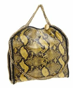 Outlet 👏 Stella McCartney Yellow/Black Python Effect Faux Leather Falabella Tote For 👩 Women ❤️ -Stella McCartney Shop luxury women stella mccartney used handbags p618319 007