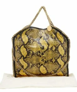 Outlet 👏 Stella McCartney Yellow/Black Python Effect Faux Leather Falabella Tote For 👩 Women ❤️ -Stella McCartney Shop luxury women stella mccartney used handbags p618319 008