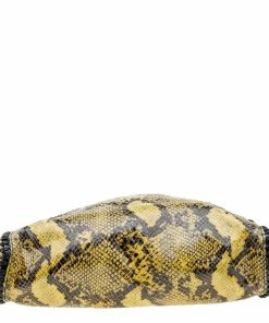 Outlet 👏 Stella McCartney Yellow/Black Python Effect Faux Leather Falabella Tote For 👩 Women ❤️ -Stella McCartney Shop luxury women stella mccartney used handbags p618319 010