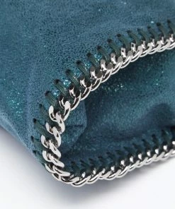 Flash Sale 😉 Stella McCartney Metallic Teal Faux Leather Tiny Falabella Shoulder Bag For 👩 Women ✨ -Stella McCartney Shop luxury women stella mccartney used handbags p623144 008