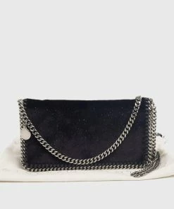Brand new 🤩 Stella McCartney Black Glitter Velvet Falabella Crossbody Bag For 👩 Women 😀 -Stella McCartney Shop luxury women stella mccartney used handbags p625395 004