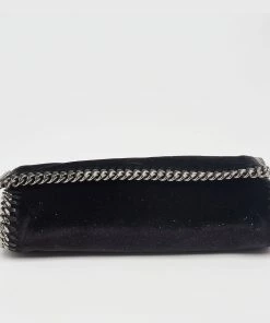 Brand new 🤩 Stella McCartney Black Glitter Velvet Falabella Crossbody Bag For 👩 Women 😀 -Stella McCartney Shop luxury women stella mccartney used handbags p625395 009