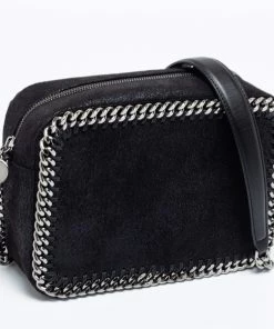Outlet 🧨 Stella McCartney Black Faux Leather Falabella Camera Bag For 👩 Women 🎁 -Stella McCartney Shop luxury women stella mccartney used handbags p631018 009