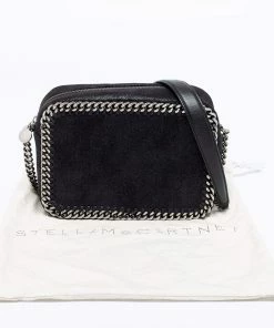 Outlet 🧨 Stella McCartney Black Faux Leather Falabella Camera Bag For 👩 Women 🎁 -Stella McCartney Shop luxury women stella mccartney used handbags p631018 010