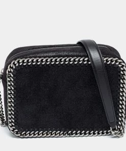 Outlet 🧨 Stella McCartney Black Faux Leather Falabella Camera Bag For 👩 Women 🎁