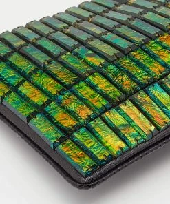 New 🛒 Stella McCartney Black Faux Lizard Embossed Leather Crystal Embellished Wristlet Clutch For 👩 Women ✔️ -Stella McCartney Shop luxury women stella mccartney used handbags p633901 007