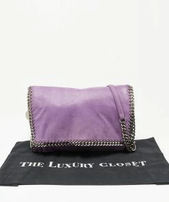 Cheap 🤩 Stella McCartney Purple Faux Suede Falabella Flap Shoulder Bag For 👩 Women 🤩 -Stella McCartney Shop luxury women stella mccartney used handbags p637895 014