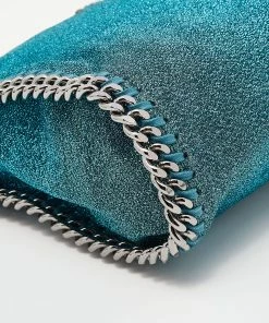 Brand new 👏 Stella McCartney Metallic Blue Shimmer Fabric Falabella Tote For 👩 Women 🛒 -Stella McCartney Shop luxury women stella mccartney used handbags p640541 001