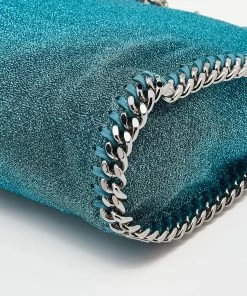 Brand new 👏 Stella McCartney Metallic Blue Shimmer Fabric Falabella Tote For 👩 Women 🛒 -Stella McCartney Shop luxury women stella mccartney used handbags p640541 002