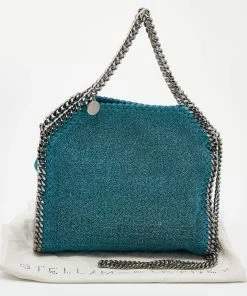 Brand new 👏 Stella McCartney Metallic Blue Shimmer Fabric Falabella Tote For 👩 Women 🛒 -Stella McCartney Shop luxury women stella mccartney used handbags p640541 007