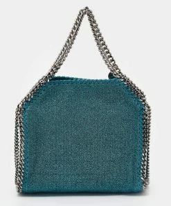 Brand new 👏 Stella McCartney Metallic Blue Shimmer Fabric Falabella Tote For 👩 Women 🛒 -Stella McCartney Shop luxury women stella mccartney used handbags p640541 008