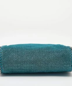 Brand new 👏 Stella McCartney Metallic Blue Shimmer Fabric Falabella Tote For 👩 Women 🛒 -Stella McCartney Shop luxury women stella mccartney used handbags p640541 011