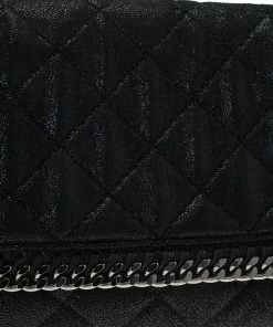 Hot Sale 🎁 Stella McCartney Black Quilted Faux Leather Falabella Shaggy Deer Flap Bag For 👩 Women 🎁 -Stella McCartney Shop luxury women stella mccartney used handbags p64118 008