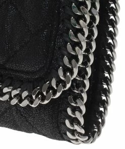 Hot Sale 🎁 Stella McCartney Black Quilted Faux Leather Falabella Shaggy Deer Flap Bag For 👩 Women 🎁 -Stella McCartney Shop luxury women stella mccartney used handbags p64118 010