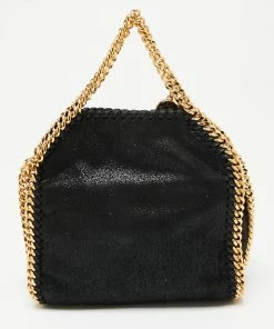 New 🎉 Stella McCartney Black Faux Suede Tiny Falabella Tote For 👩 Women 👍 -Stella McCartney Shop luxury women stella mccartney used handbags p645146 002