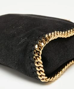 New 🎉 Stella McCartney Black Faux Suede Tiny Falabella Tote For 👩 Women 👍 -Stella McCartney Shop luxury women stella mccartney used handbags p645146 010