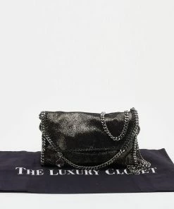 Coupon ❤️ Stella McCartney Metallic Black Faux Leather Mini Falabella Crossbody Bag For 👩 Women 😀 -Stella McCartney Shop luxury women stella mccartney used handbags p645465 001