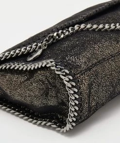 Coupon ❤️ Stella McCartney Metallic Black Faux Leather Mini Falabella Crossbody Bag For 👩 Women 😀 -Stella McCartney Shop luxury women stella mccartney used handbags p645465 006