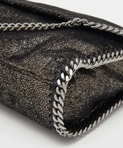 Coupon ❤️ Stella McCartney Metallic Black Faux Leather Mini Falabella Crossbody Bag For 👩 Women 😀 -Stella McCartney Shop luxury women stella mccartney used handbags p645465 007