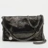 Coupon ❤️ Stella McCartney Metallic Black Faux Leather Mini Falabella Crossbody Bag For 👩 Women 😀
