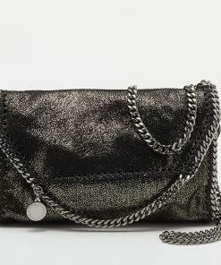Coupon ❤️ Stella McCartney Metallic Black Faux Leather Mini Falabella Crossbody Bag For 👩 Women 😀