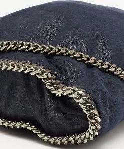Discount 🌟 Stella McCartney Navy Blue Faux Leather Small Falabella Tote For 👩 Women 💯 -Stella McCartney Shop luxury women stella mccartney used handbags p646901 003