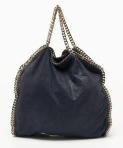 Discount 🌟 Stella McCartney Navy Blue Faux Leather Small Falabella Tote For 👩 Women 💯 -Stella McCartney Shop luxury women stella mccartney used handbags p646901 006