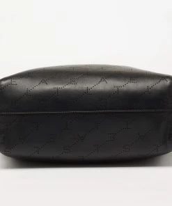 Budget ❤️ Stella McCartney Black Logo Perforated Faux Leather Tote For 👩 Women 🛒 -Stella McCartney Shop luxury women stella mccartney used handbags p647901 004