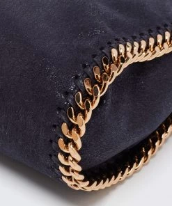 Discount 😍 Stella McCartney Navy Blue Faux Leather Mini Falabella Tote For 👩 Women ✔️ -Stella McCartney Shop luxury women stella mccartney used handbags p654764 006