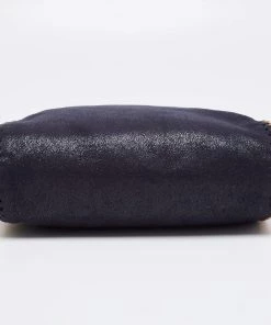 Discount 😍 Stella McCartney Navy Blue Faux Leather Mini Falabella Tote For 👩 Women ✔️ -Stella McCartney Shop luxury women stella mccartney used handbags p654764 008