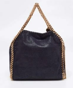Discount 😍 Stella McCartney Navy Blue Faux Leather Mini Falabella Tote For 👩 Women ✔️ -Stella McCartney Shop luxury women stella mccartney used handbags p654764 009