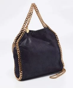 Discount 😍 Stella McCartney Navy Blue Faux Leather Mini Falabella Tote For 👩 Women ✔️ -Stella McCartney Shop luxury women stella mccartney used handbags p654764 010