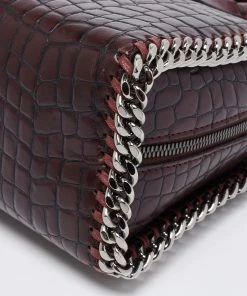 Deals ✔️ Stella McCartney Burgundy Faux Leather Falabella Box Top Handle Bag For 👩 Women 🥰 -Stella McCartney Shop luxury women stella mccartney used handbags p654795 011