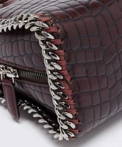 Deals ✔️ Stella McCartney Burgundy Faux Leather Falabella Box Top Handle Bag For 👩 Women 🥰 -Stella McCartney Shop luxury women stella mccartney used handbags p654795 012