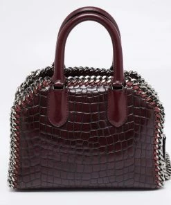 Deals ✔️ Stella McCartney Burgundy Faux Leather Falabella Box Top Handle Bag For 👩 Women 🥰 -Stella McCartney Shop luxury women stella mccartney used handbags p654795 014