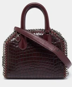 Deals ✔️ Stella McCartney Burgundy Faux Leather Falabella Box Top Handle Bag For 👩 Women 🥰