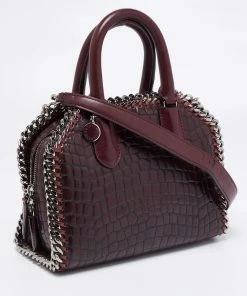 Deals ✔️ Stella McCartney Burgundy Faux Leather Falabella Box Top Handle Bag For 👩 Women 🥰 -Stella McCartney Shop luxury women stella mccartney used handbags p654795 016