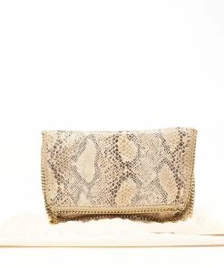 Coupon ⭐ Stella McCartney Beige Faux Python Effect Leather Falabella Slim Clutch For 👩 Women 🌟 -Stella McCartney Shop luxury women stella mccartney used handbags p657578 004