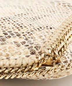Coupon ⭐ Stella McCartney Beige Faux Python Effect Leather Falabella Slim Clutch For 👩 Women 🌟 -Stella McCartney Shop luxury women stella mccartney used handbags p657578 010