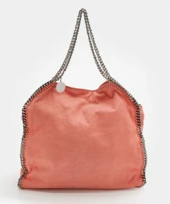 Best deal 🔥 Stella McCartney Coral Orange Faux Suede Large Falabella Tote For 👩 Women 👏