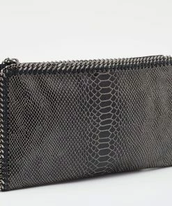 Deals 😉 Stella McCartney Grey Python Embossed Falabella Clutch For 👩 Women 😍 -Stella McCartney Shop luxury women stella mccartney used handbags p658171 004