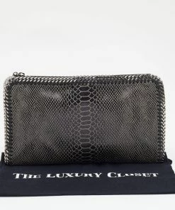Deals 😉 Stella McCartney Grey Python Embossed Falabella Clutch For 👩 Women 😍 -Stella McCartney Shop luxury women stella mccartney used handbags p658171 012