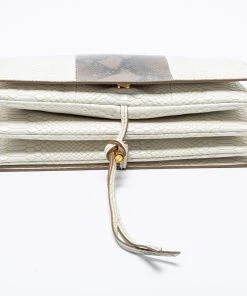 Hot Sale 😉 Stella McCartney White/Green Faux Snakeskin Effect Leather Flo Shoulder Bag For 👩 Women 👍 -Stella McCartney Shop luxury women stella mccartney used handbags p660847 008