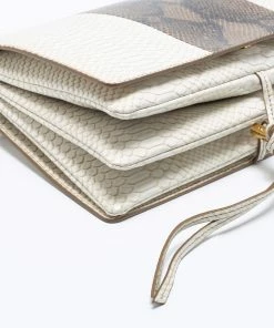 Hot Sale 😉 Stella McCartney White/Green Faux Snakeskin Effect Leather Flo Shoulder Bag For 👩 Women 👍 -Stella McCartney Shop luxury women stella mccartney used handbags p660847 009