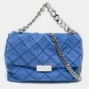 Promo 😀 Stella McCartney Blue Quilted Faux Suede Medium Beckett Chain Bag For 👩 Women 🛒