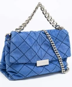 Promo 😀 Stella McCartney Blue Quilted Faux Suede Medium Beckett Chain Bag For 👩 Women 🛒 -Stella McCartney Shop luxury women stella mccartney used handbags p662544 006