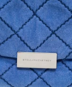 Promo 😀 Stella McCartney Blue Quilted Faux Suede Medium Beckett Chain Bag For 👩 Women 🛒 -Stella McCartney Shop luxury women stella mccartney used handbags p662544 007
