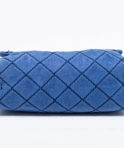 Promo 😀 Stella McCartney Blue Quilted Faux Suede Medium Beckett Chain Bag For 👩 Women 🛒 -Stella McCartney Shop luxury women stella mccartney used handbags p662544 009