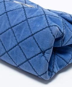 Promo 😀 Stella McCartney Blue Quilted Faux Suede Medium Beckett Chain Bag For 👩 Women 🛒 -Stella McCartney Shop luxury women stella mccartney used handbags p662544 011